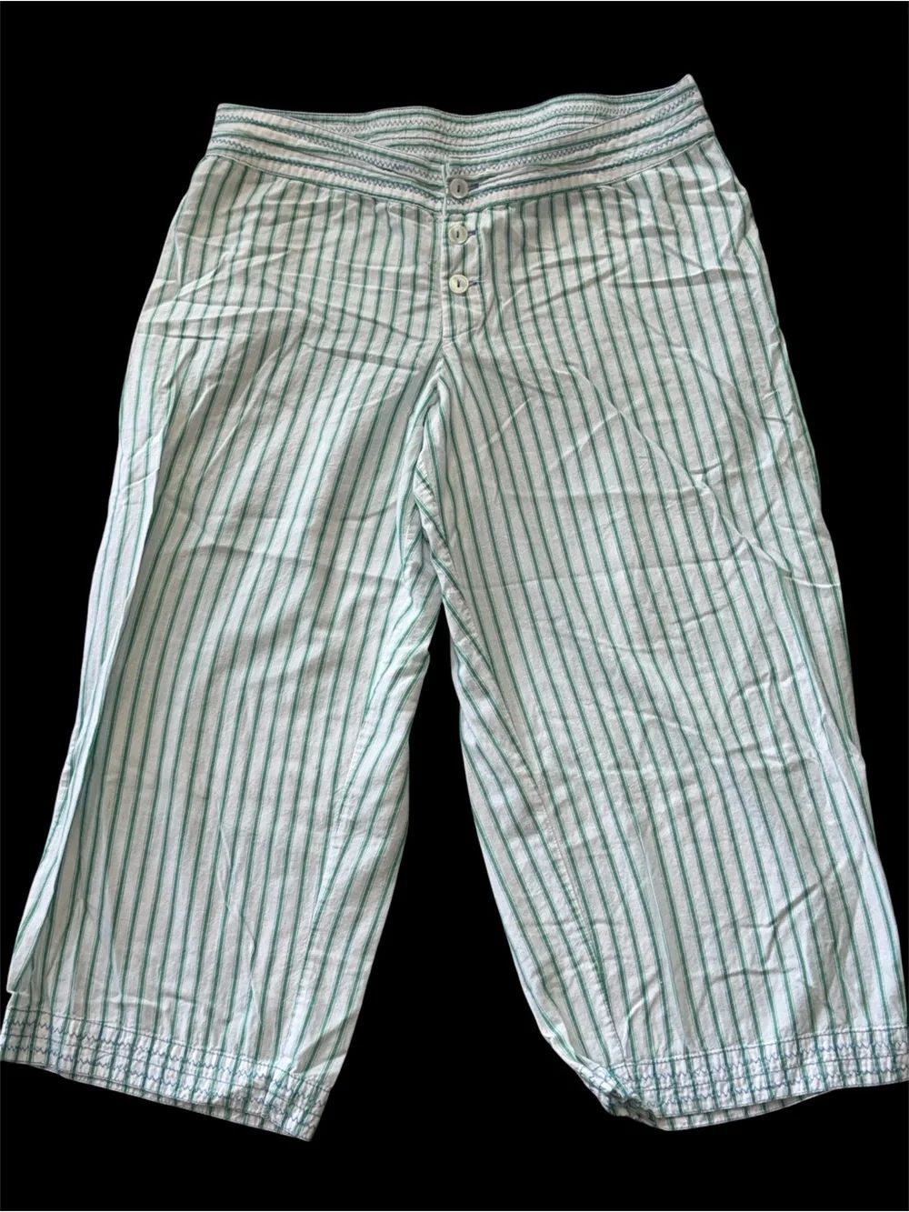 Gilligan & O'Malley Green and White Striped Capri Pajama Pants!